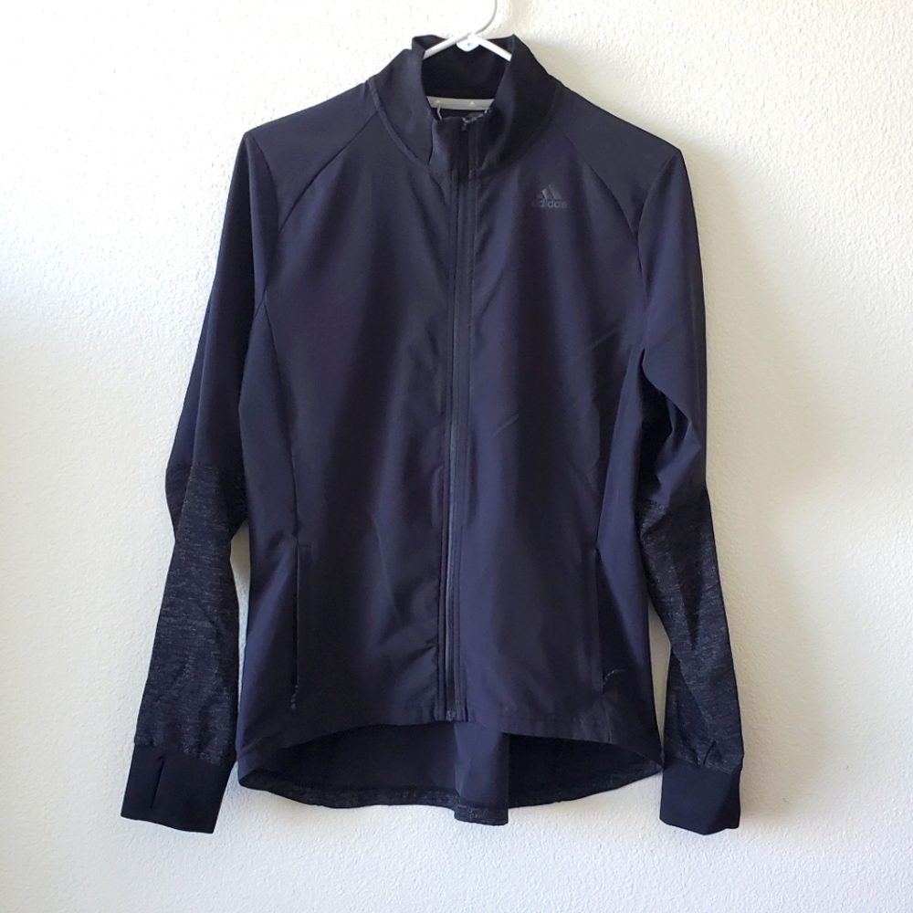 Adidas  Black Full Zip Athletic Running Jacket